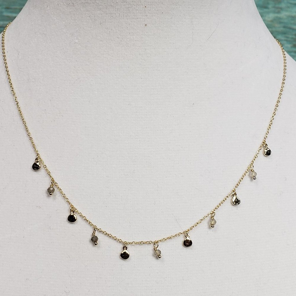 SHASHI Dina Drop‎ Gold Statement Necklace Crystal Dainty Pendants NWOT